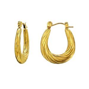 Stainless Steel Textured Chunky Hoop with French Lock